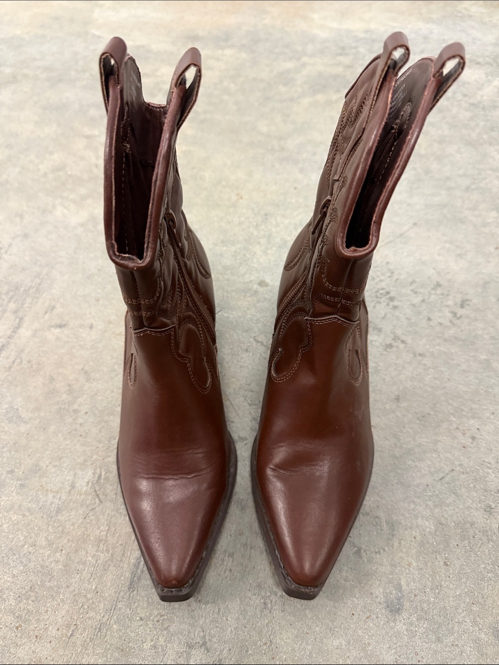 Steve Madden Women's Dark Brown Leather Lace-Up Cowboy Boots